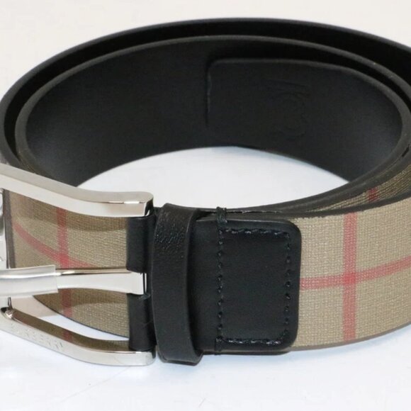 Burberry Men's Check Belt in Archive Beige ITGIOLIN681MP 32/80 - Beige/Black - Picture 3 of 12
